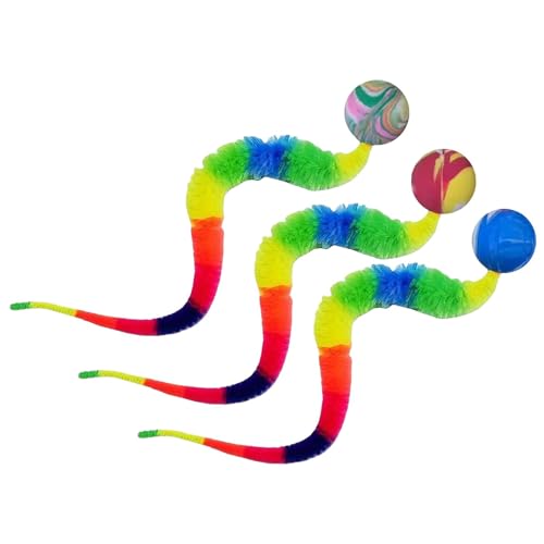 Nxbuynef Katzenspielzeug mit Schwanz | Haustier-Hüpfball | buntes Kätzchenspielzeug, Schwanz-Katzenspielzeug, Katzenspielbälle, Hüpfball mit Schwanz, Katzenspielzeug, 3 Stück, Ballspielzeug für von Nxbuynef
