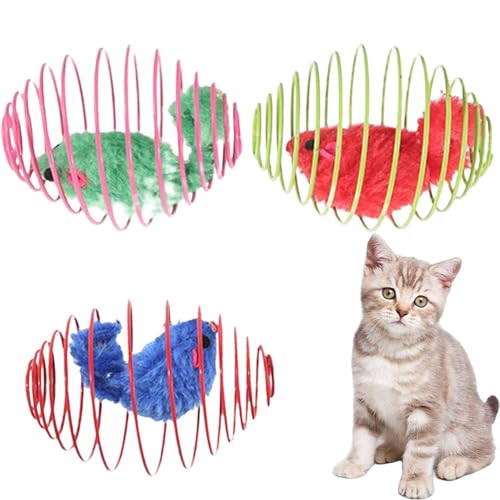 Nybhyjka Cat Spring Toy, Katzenspielzeug für Innenkätzchen | Lustiges bissfestes Frühlingsspielzeug für Katze - Nette Tierpuppe, Langeweile Accessoires zum Spielen, Training, Entspannen, Unterhaltung von Nybhyjka