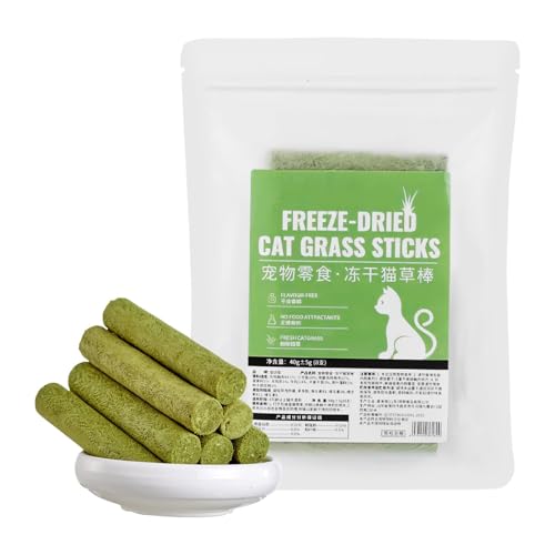 Nybhyjka Katzengras-Leckereien,Katzengras-Snacks | 8 Sticks Kausnacks für Katzen,Gefriergetrocknete Zahnreinigungssnacks, aromatisierte Kausnacks für Katzen, die Sich wirksam für die Zahndarmpflege von Nybhyjka