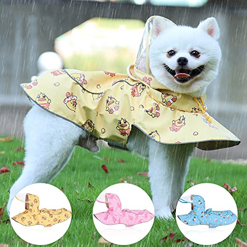 Nyescasa Hunde Regenmantel Wasserdichter Hundemantel Mit Kapuze und Reflektierender Streifen Transparentes PU Regenmantel Jacke Outdoor-Bekleidung für Mittelgroße und Große Hunde (2XL | Gelb) von Nyescasa