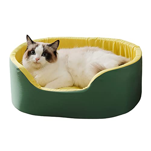 Nyescasa Hundebett Hundekissen Hundekörbchen mit Wendekissen (S) 45x35 cm Farbe grün/gelb, 3D-Stereo Waschbares Hundebett mit Hohem Rand für kleine und mittelgroße Hunde, Winter Warm Katzenbett von Nyescasa