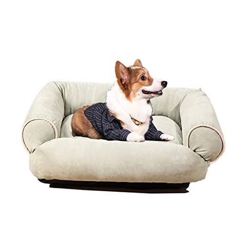 Nyescasa Hundebett Hundesofa (2XL) 80x60 cm Farbe Hellgrün, Schlafsofa Wildleder mit gekämmter Baumwolle Füllung für mittelgroße und Grosse Hunde und Katzen, Haustier Tiefschlaf Warm Hundekissen von Nyescasa