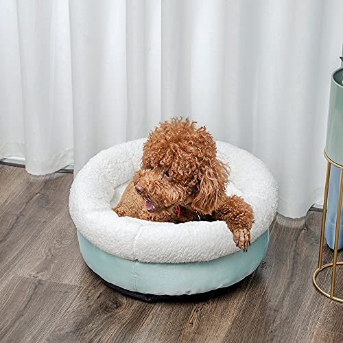 Nyescasa Hundebett Katzenbett für Hund und Katze Plüsch Fleece Weich - Rund Grün 50 cm Ø - Flauschig Flocke Hundesofa - Dauerhaft Hundecouch Waschbar Hundekissen rutschfest,Flanell Hundematte von Nyescasa