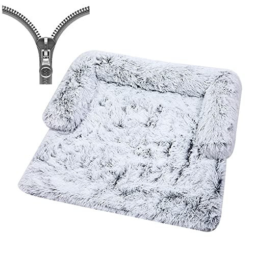 Nyescasa Hundebett für Grosse Hunde u. kleine Hunde,Sofaschutz Plüsch Flauschig Atmungsaktiv Katzenbett,Winter Warm Dauerhaft Hundecouch Waschbar Rutschfest Hundekissen (M ca. 90x90x20cm,Verlauf grau) von Nyescasa