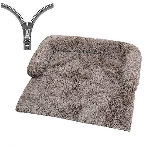 Nyescasa Hundebett für Grosse Hunde u. kleine Hunde,Sofaschutz Plüsch Flauschig Atmungsaktiv Katzenbett,Winter Warm Dauerhaft Hundecouch Waschbar rutschfest Hundekissen (M ca. 90x90x20cm, Khaki) von Nyescasa