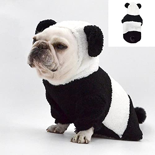 Nyescasa Hundemantel Winter Hundebekleidung Panda Cosplay Hundejacke, Verdicken Hunde Winterjacke L für klein und mittelgroße Hunde und Katzen, Outdoor-Sport Kapuzenpullover für Bulldogge Schnauzer von Nyescasa