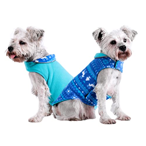 Nyescasa Hundemantel Winter Weihnachten Hundebekleidung Reversibel Hundejacke,Reflektierend Blau Jacke,Hunde Winterjacke L für Klein Mittelgroße Hunde,Outdoor-Sport Extraweiche Polarfleece Hundeweste von Nyescasa