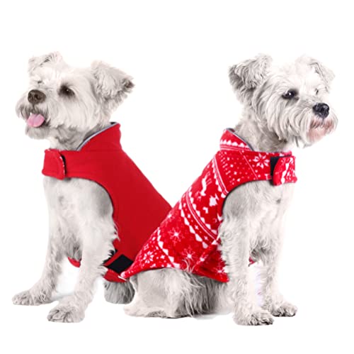 Nyescasa Hundemantel Winter Weihnachten Hundebekleidung Reversibel Hundejacke,Reflektierend Rot Jacke,Hunde Winterjacke 2XL für Klein Mittelgroße Hunde,Outdoor-Sport Extraweiche Polarfleece Hundeweste von Nyescasa