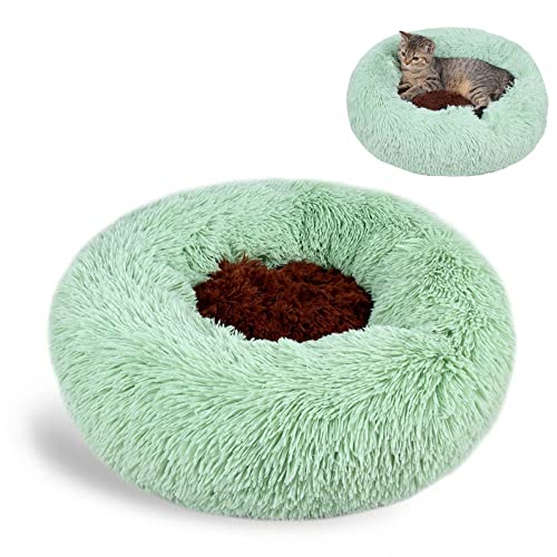 Nyescasa Katzenbett Rund Donut Hundebett Kissen Fluffy Plüsch Haustier Bett Weich Warm wasserdicht rutschfest waschbar Cuddler Nest für Kleine, Mittelgroße und Große Hunde, Katzen(2XL 90cm Ø, Grün) von Nyescasa