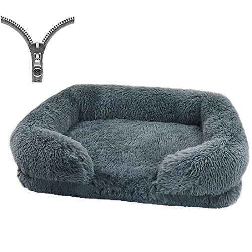 Nyescasa Orthopädisches Hundebett für Grosse Mittelgroße kleine Hunde Katzenbett Flauschig Plüsch Ergonomisches Hundesofa Waschbar rutschfest Hundebetten Hundekissen (M,50x40x14cm,Dunkelgrau) von Nyescasa