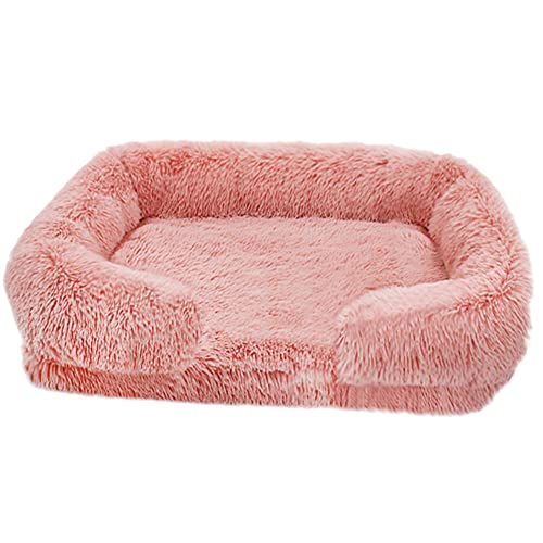 Nyescasa Orthopädisches Hundebett für Grosse Mittelgroße kleine Hunde Katzenbett Flauschig Plüsch Ergonomisches Hundesofa Waschbar rutschfest Hundebetten Hundekissen (M,50x40x14cm,Rosa) von Nyescasa