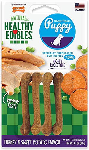 (4 Pack) Nylabone Healthy Edibles Puppy Sweet Potato and Turkey 4 Bones Petite von Nylabone