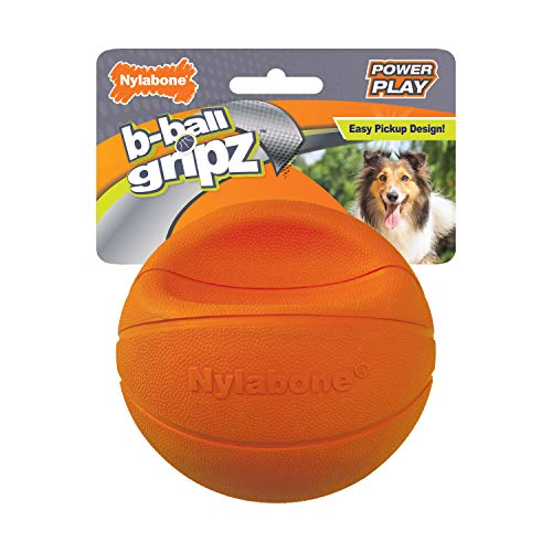 Nylabone Power Play Basketball B-Ball Gripz Apportierspielzeug, Quietschball, Kauspielzeug für Hunde, Größe M (1 Stück) von Nylabone