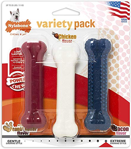 Nylabone (3 Pack) DuraChew Dog Bone Variety Pack Regular Size Red White Blue von Nylabone