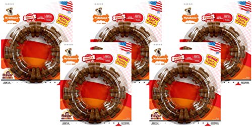 Nylabone (5 Pack) DuraChew Textured Ring Flavor Medley Nylon Toy 50+ lb Dogs von Nylabone