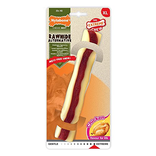 Nylabone 984474EU Rohhaut-Alternative, Kauen, ohne Dreck zu machen, Hähnchengeschmack, für besonders große Hunde (über 23 kg), XL von Nylabone