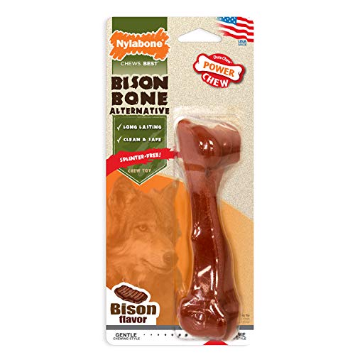 Nylabone 984763 Knochen mit Bisongeschmack - Kauknochen für stark kauende Hunde, Größe L (für Hunde bis 23 kg), 140 g von Nylabone