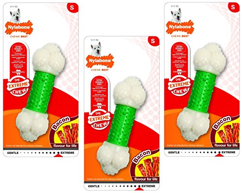 Nylabone Dura Kauknochen mit Speck-Geschmack, Größe Regular, 3 Stück von Nylabone