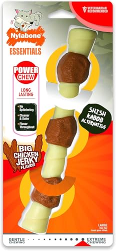 Nylabone Extrem robustes Kauspielzeug für Hunde, Shish Kebab, Huhn Jerky Geschmack, sauber und ordentlich, groß, für Hunde bis zu 23 kg – L von Nylabone