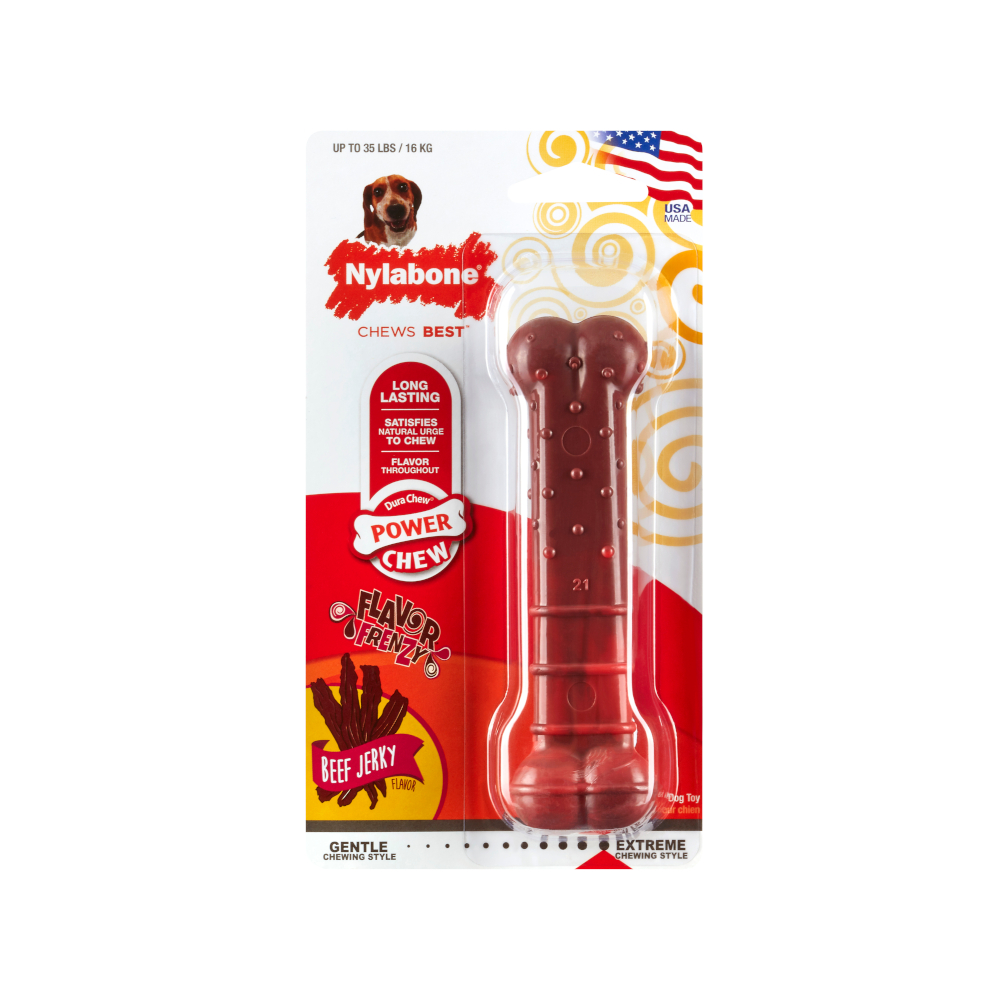 Nylabone Extreme Textured Dentaknochen mit Rind Jerky Geschmack - Größe M: L 14 x B 4 x H 2,5 cm von Nylabone