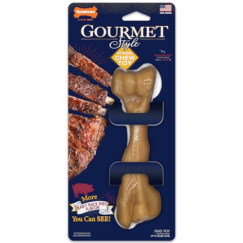 Nylabone Gourmet-Stil, starkes Kauspielzeug für Hunde, langlebiges Hundeknochenspielzeug, Filet-Mignon-Geschmack, groß/riesig, 1 Stück von Nylabone