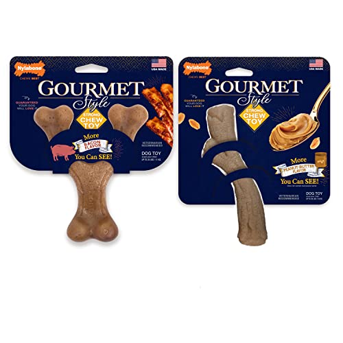 Nylabone Gourmet Style Kauspielzeug für Hunde, Speck und Erdnussbutter, klein/normal, 2 Stück von Nylabone