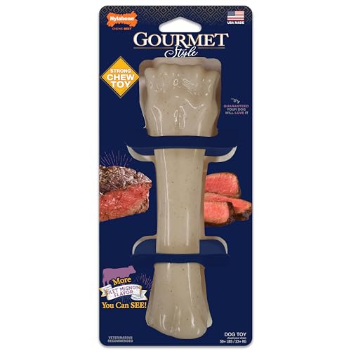 Nylabone Gourmet Style Starkes Kauspielzeug für Hunde – langlebiges Hundeknochenspielzeug – Baby-Rückenrippen-Geschmack, X-Large/Souper (1 Stück) von Nylabone