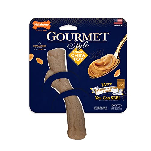 Nylabone Gourmet Style Strong Kaustab für Hunde, Erdnussbutter, mittel/Wolf, 1 Stück von Nylabone