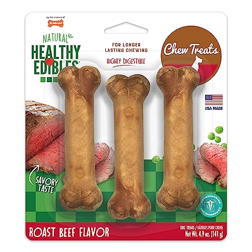 Nylabone Healthy Edible Longer Lasting Roast Beef Tasty Dog Chew Regular 3Pk von Nylabone