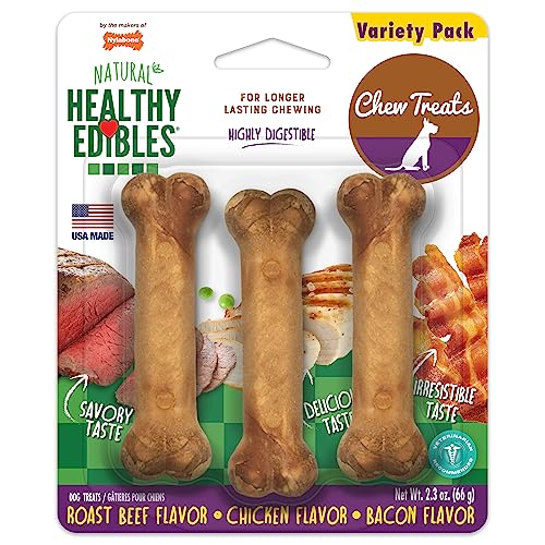 Nylabone Healthy Edibles Kau-Leckerlis, natürlich, langlebig, 3 Stück von Nylabone