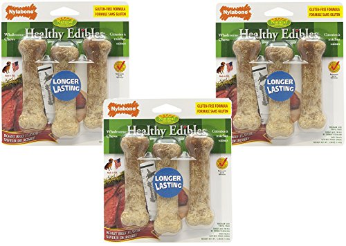 Nylabone Healthy Edibles Roast Beef 3 Regular Size Bones 25 lb Dogs - 3 Pack von Nylabone