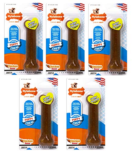 Nylabone Just for Puppies Wolf Chicken Flavored Bone Teething Chew Toy - 5 Pack von Nylabone