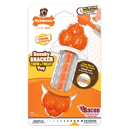 Nylabone Strong Chew Sneaky Snacker Leckerli-Spielzeug für Hunde, interaktives Kauspielzeug für Hunde, Speckgeschmack, mittel/wolf – bis zu 15,9 kg (1 Stück) von Nylabone