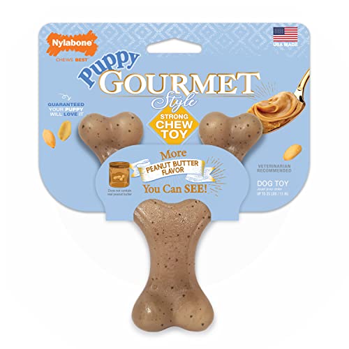 Nylabone Gourmet Style Wishbone Starkes Kauspielzeug für Welpen, Erdnussbuttergeschmack, kleine Rassen (1 Stück) von Nylabone