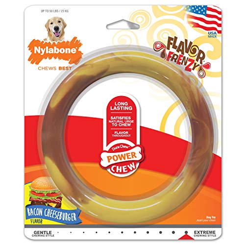 Nylabone Long Lasting Flavor Frenzy Dog Chew Toy Ring Bacon Cheeseburger Flavor von Nylabone