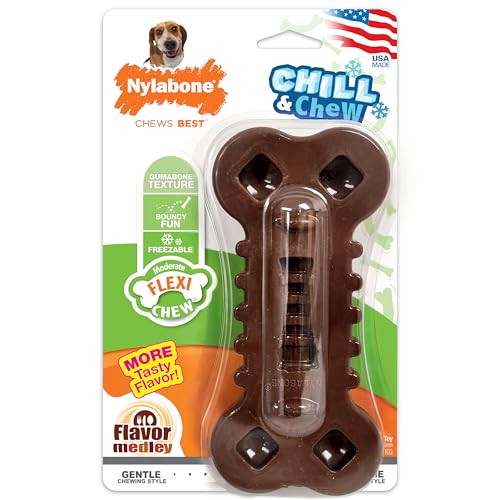 Nylabone Flexi Chill & Chew Spielzeug für Hunde mit Leckerli-Taschen, Hundespielzeug für moderate Kauer, Medley-Geschmack, Medium – bis zu 15,9 kg, 1 Stück von Nylabone