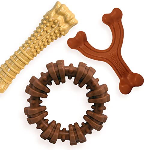 Nylabone Power Chew Hundespielzeug, Kauspielzeug, Erdnussbutter und Bison, groß/riesig, 3 Stück von Nylabone