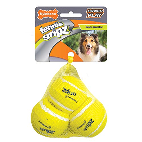 Nylabone Power Play Gripz Tennisball für Hunde, Größe M, 3 Stück von Nylabone