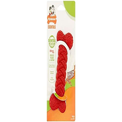 Nylabone Starkes Kauspielzeug für Hunde, aus Naturkautschuk, geflochten, mit Speckgeschmack, mittelgroß, für Hunde bis zu 16 kg, Rot von Nylabone