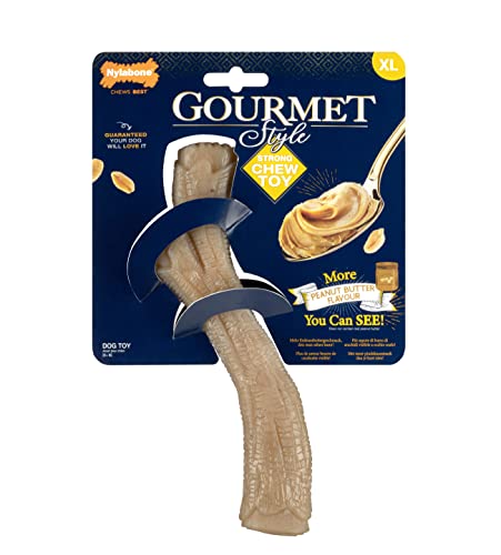 Nylabone maximale Stärke Robustes Extremes Gourmet Querlenker Hundekauspielzeug, infundiert mit zusätzlichem Erdnussbuttergeschmack im gesamten Knochen, extra groß, für Hunde über 23 kg von Nylabone