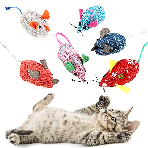 O-Kinee Katzenspielzeug Maus, 6 Stück Spielzeugmäuse für Katzen, Maus Katzenminze, Interaktives Mouse Spielmaus für Katzen, Spielzeug Katze Maus Toys, Maus Katzenminze, Fellmäuse klein plüschmaus von O-Kinee