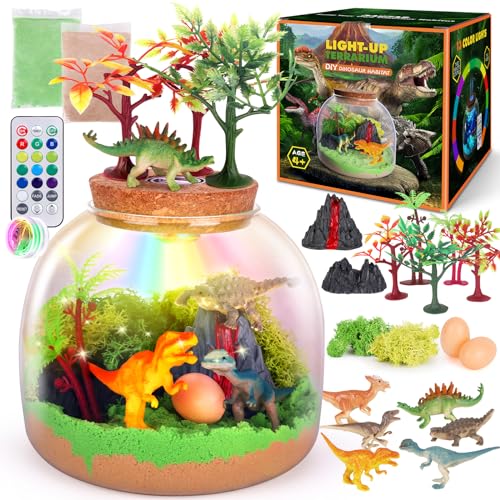 Dinosaurier Terrarium Kit, DIY Light Up Kit für Kinder ab 4 Jahre Jungen, Dinosaurier Spielzeug für Jungen Mädchen 5 6 7 8 9 10-12 Jahre alt, Weihnachten Geburtstag Geschenk von OAKJAR