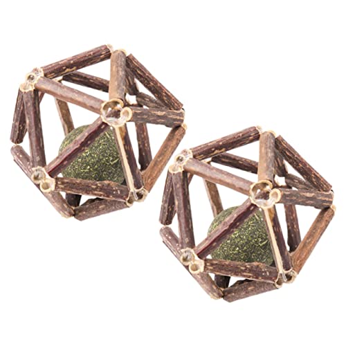 OATIPHO 2St Katzenminze Catnip Catnip Toy für Katzen Katzenleckerlis für Wohnungskatzen Katzenminze Kugeln Katzenzahnreinigungsspielzeug Katzenminze-Ball Polygonum Holz von OATIPHO