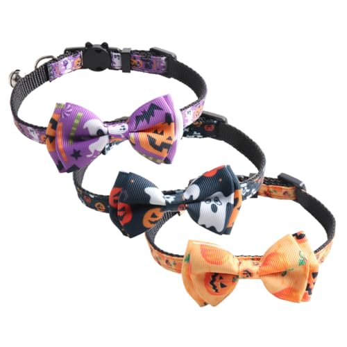 OATIPHO 3st Katzenhalsband Requisiten Für Kätzchenkostüme Halloween-haustierbogen Verstellbare Für Haustiere Glocke Hundehalsband Katzenhalsbänder Polyester Krawatte Schleife von OATIPHO