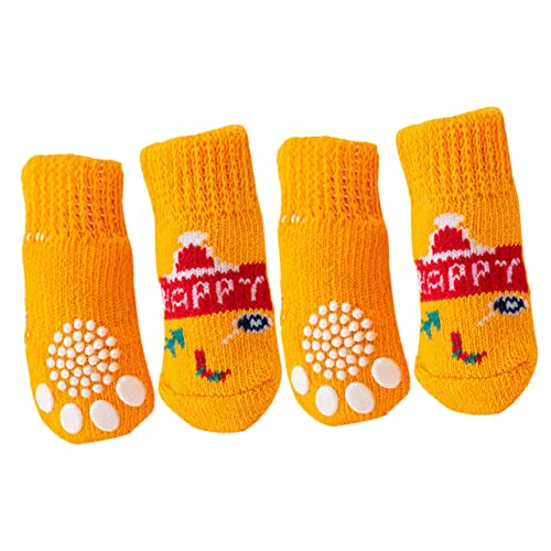 OATIPHO 4 Stück Haustier socken Weihnachtsstrumpf für Haustiere kleine Hundesocken Hundeschuhe Wiederverwendbare Katzensocken Tragbare Hundesocken waschbar Hündchen Gamaschen Zubehör Garn von OATIPHO