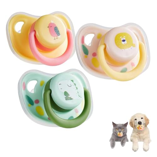 OBABO 3pc Pet Dog Silicone Pacifier, 2024 New Small Dog Cat Chew Toy, Pet Dog Calming Pacifier, Puppy Rubber Teether, Animal Accessories Decoration von OBABO