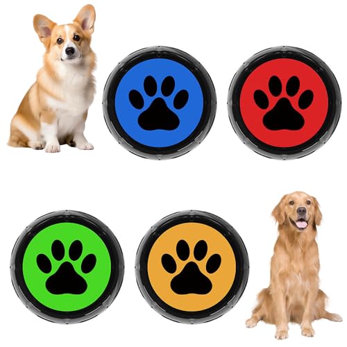 OBEST Hundetasten Buzzer mit Aufnahmefunktion,4 Aufnehmbare Buzzer für die Interaktion mit dem Hund,Hundetrainingsbuzzer,Hundesprechknopf-Set von OBEST