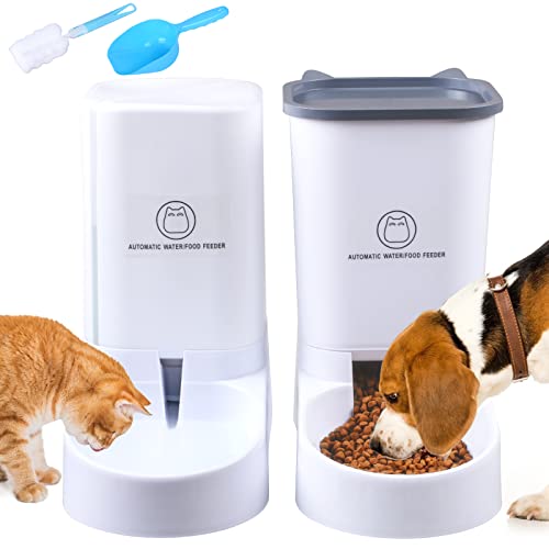 OBOVO futterautomat Katze, 3,8 l Katzen Hund futterautomaten , wasserspender für Katzen und Hunde, 2 Stück Katzen futterautomaten für kleine/große Welpenkätzchen von OBOVO