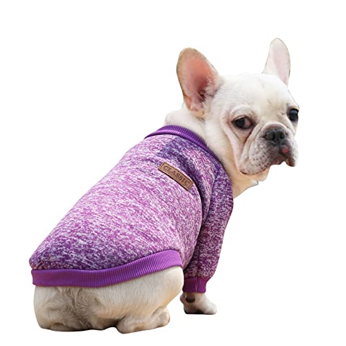 OBiQuzz Hundewesten-Westen-Klassische Kleidungs-Hunde-T-Shirt Sommer-Haustier-gestreifte Welpen-Haustierkleidung Hundepullover 50 cm (Purple, L) von OBiQuzz