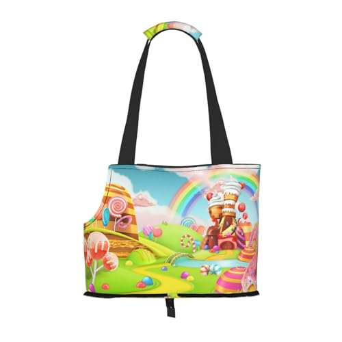 Candy Land Pet Portable Foldable Shoulder Bag Dog and Cat Carrying Bag, Suitable for Subway Shopping, Etc. von OCELIO